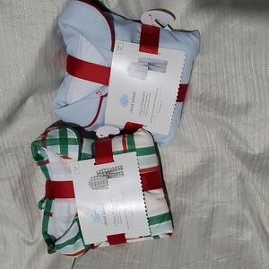 Two Sets Of Flannel Button Down Pajamas Plaid And Candy Cane